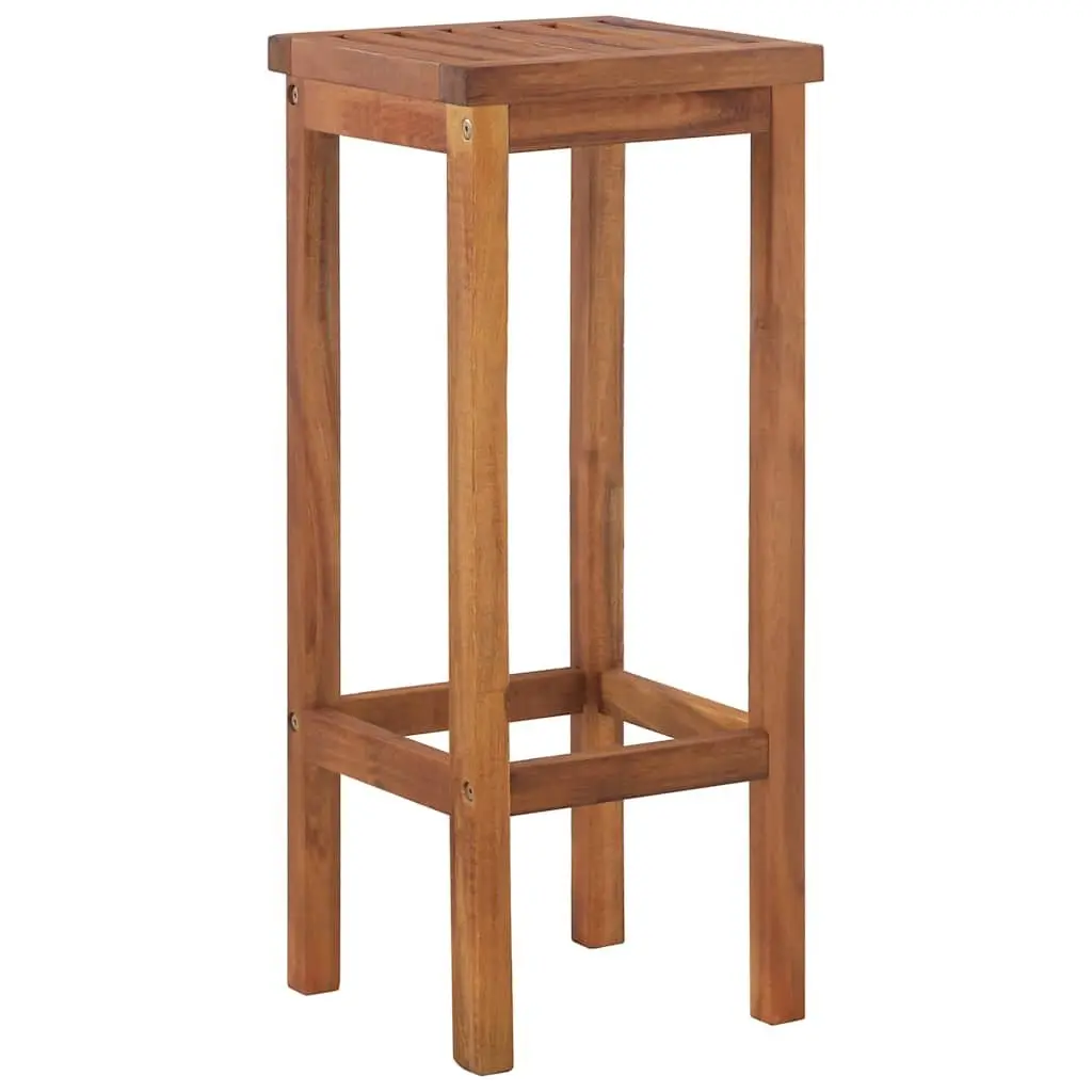 Solid Wood Bar Stools Rustic Brown 4 Piece Acacia Outdoor Kitchen