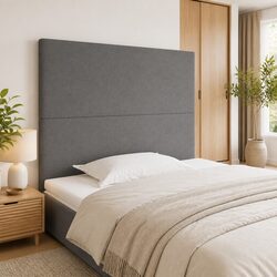 Dark Grey Fabric Headboard with Adjustable Height