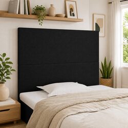Elegant Black Fabric Headboard with Adjustable Height