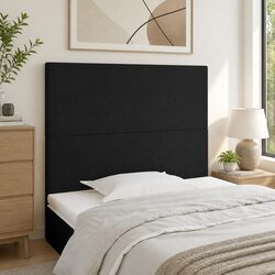 Adjustable Black Fabric Headboard with Wooden Legs