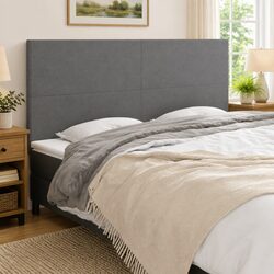 Dark Grey Fabric Headboard with Adjustable Height