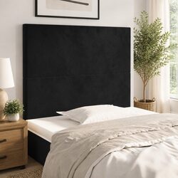 Black Velvet Headboard with Adjustable Height and Wooden Legs