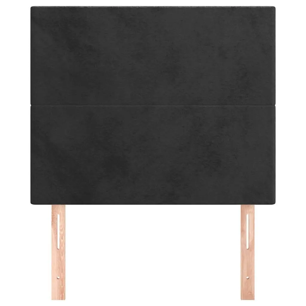 Black Velvet Headboard with Adjustable Height and Wooden Legs