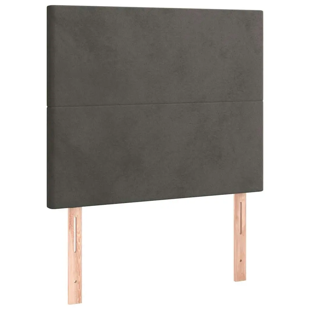 Grey Velvet Headboard with Adjustable Height and Wooden Legs