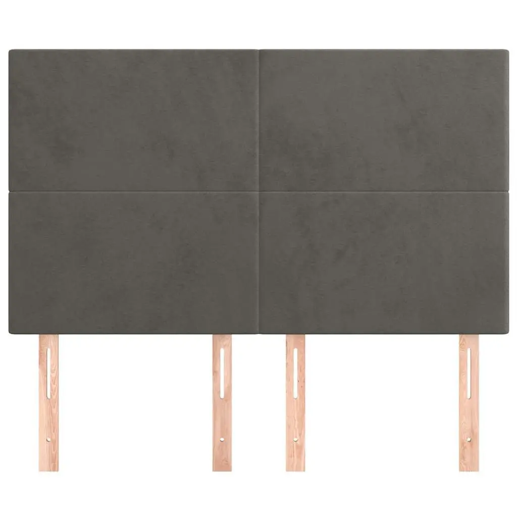 Velvet Headboard Grey 144cm Wide Adjustable Height Wooden Legs