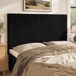 Black Velvet Adjustable Height Headboard with Wooden Legs