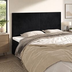 Adjustable Height Black Velvet Headboard for Beds