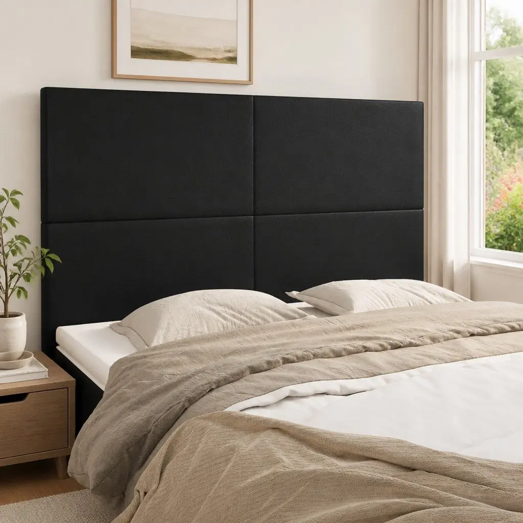 Black Faux Leather Headboard for Comfort