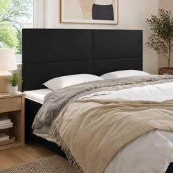 Black Faux Leather Headboard 160x5x118/128 cm