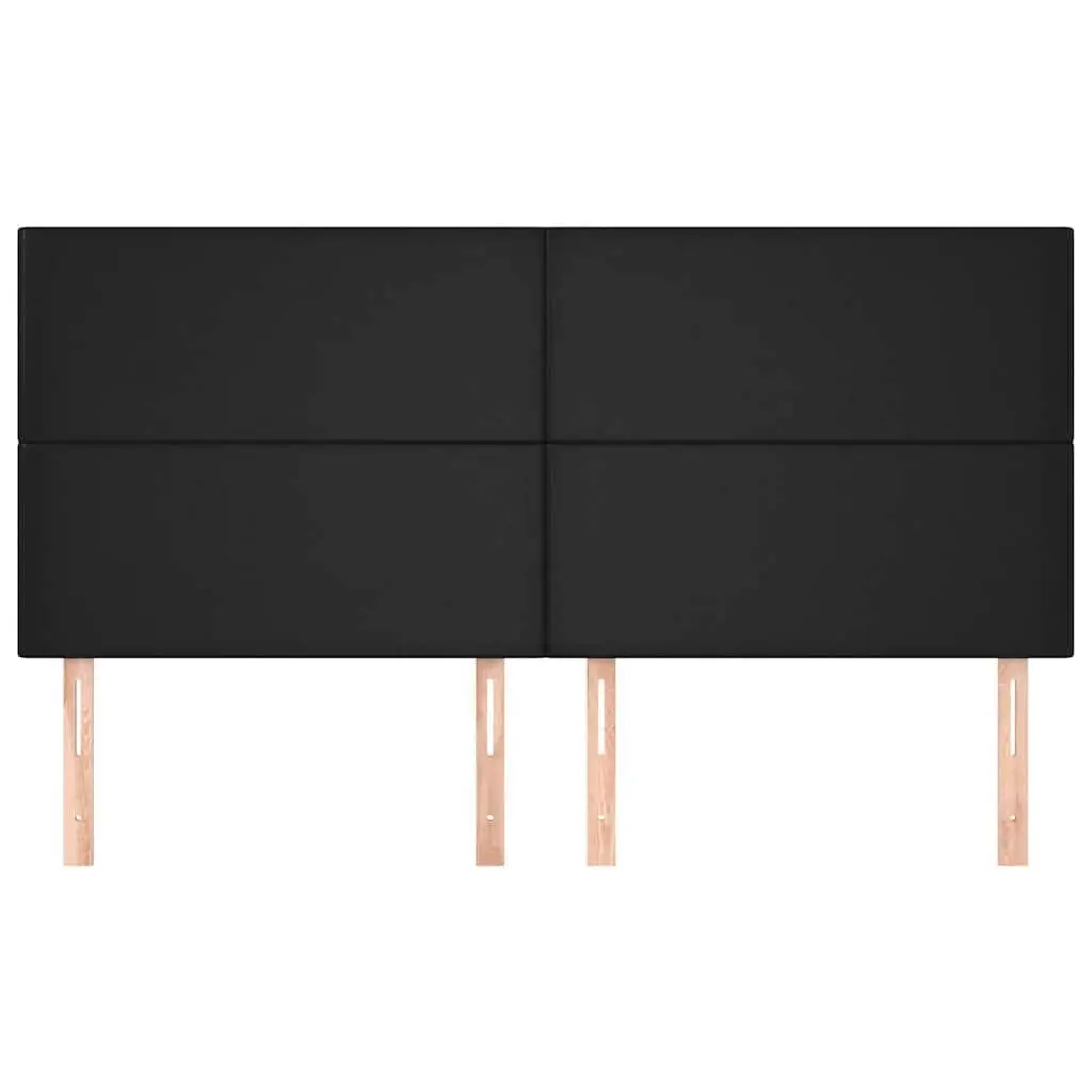 Black Faux Leather Headboard 160x5x118/128 cm