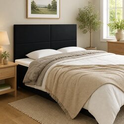 Black Faux Leather Adjustable Height Headboard 200cm