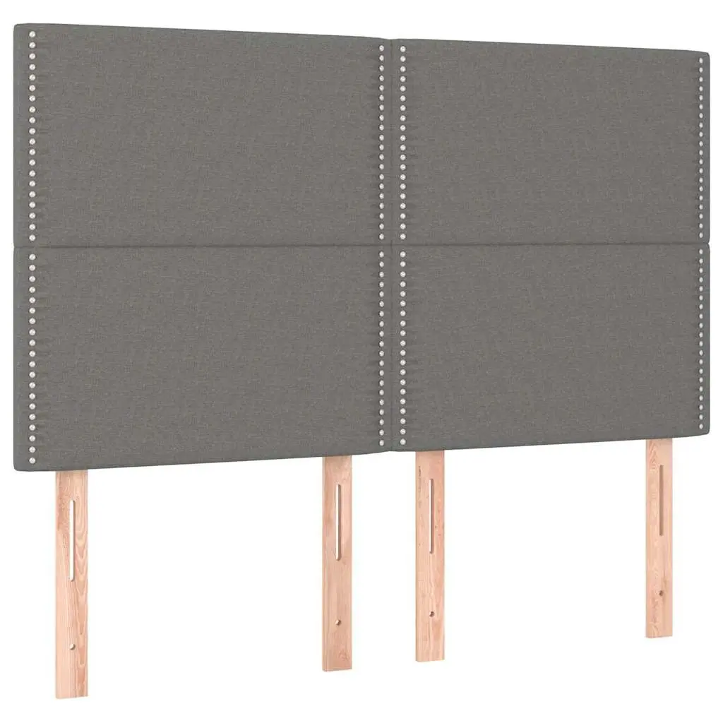 Headboard Dark Grey Fabric Upholstered Adjustable Height Wooden Legs