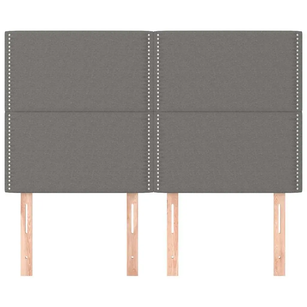 Headboard Dark Grey Fabric Upholstered Adjustable Height Wooden Legs