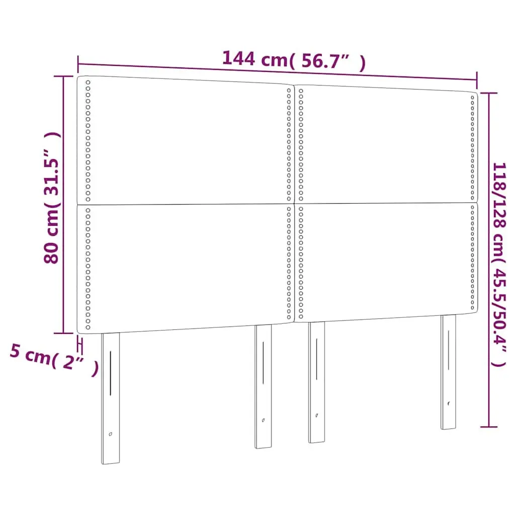 Headboard Dark Grey Fabric Upholstered Adjustable Height Wooden Legs