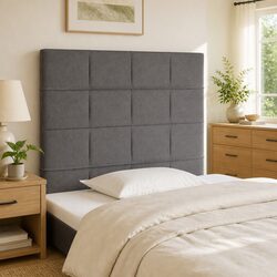Dark Grey Fabric Headboard with Adjustable Height