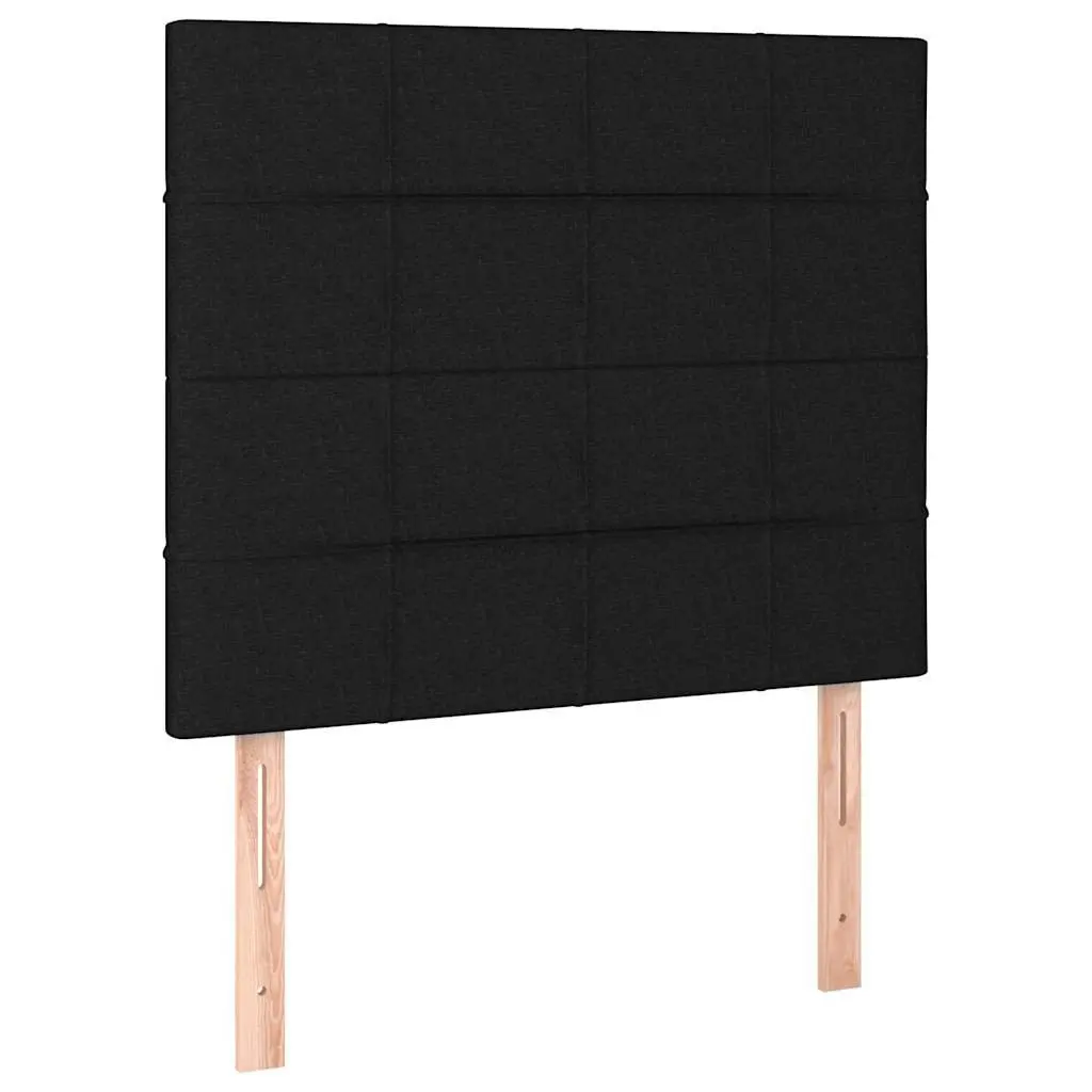 Black Fabric Headboard with Wooden Legs