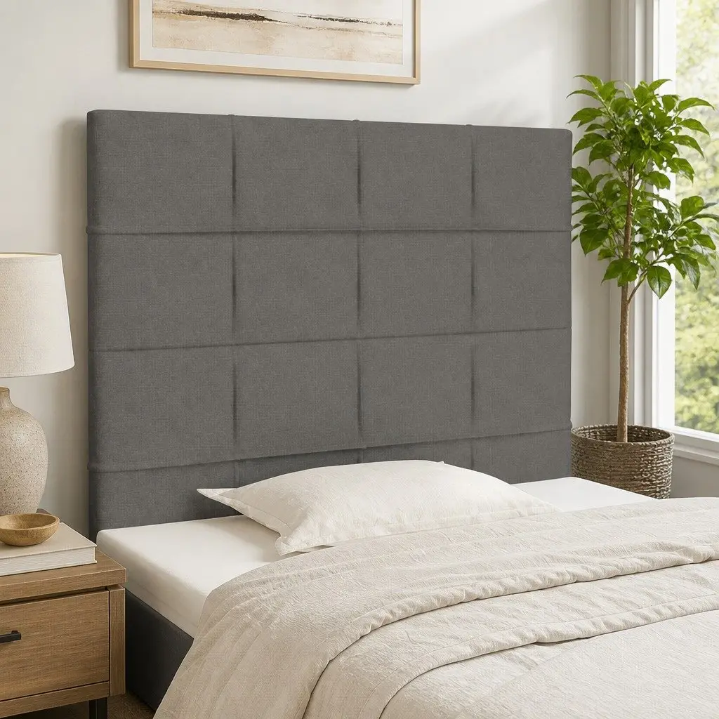 Dark Grey Adjustable Fabric Headboard 100x5x118/128 cm