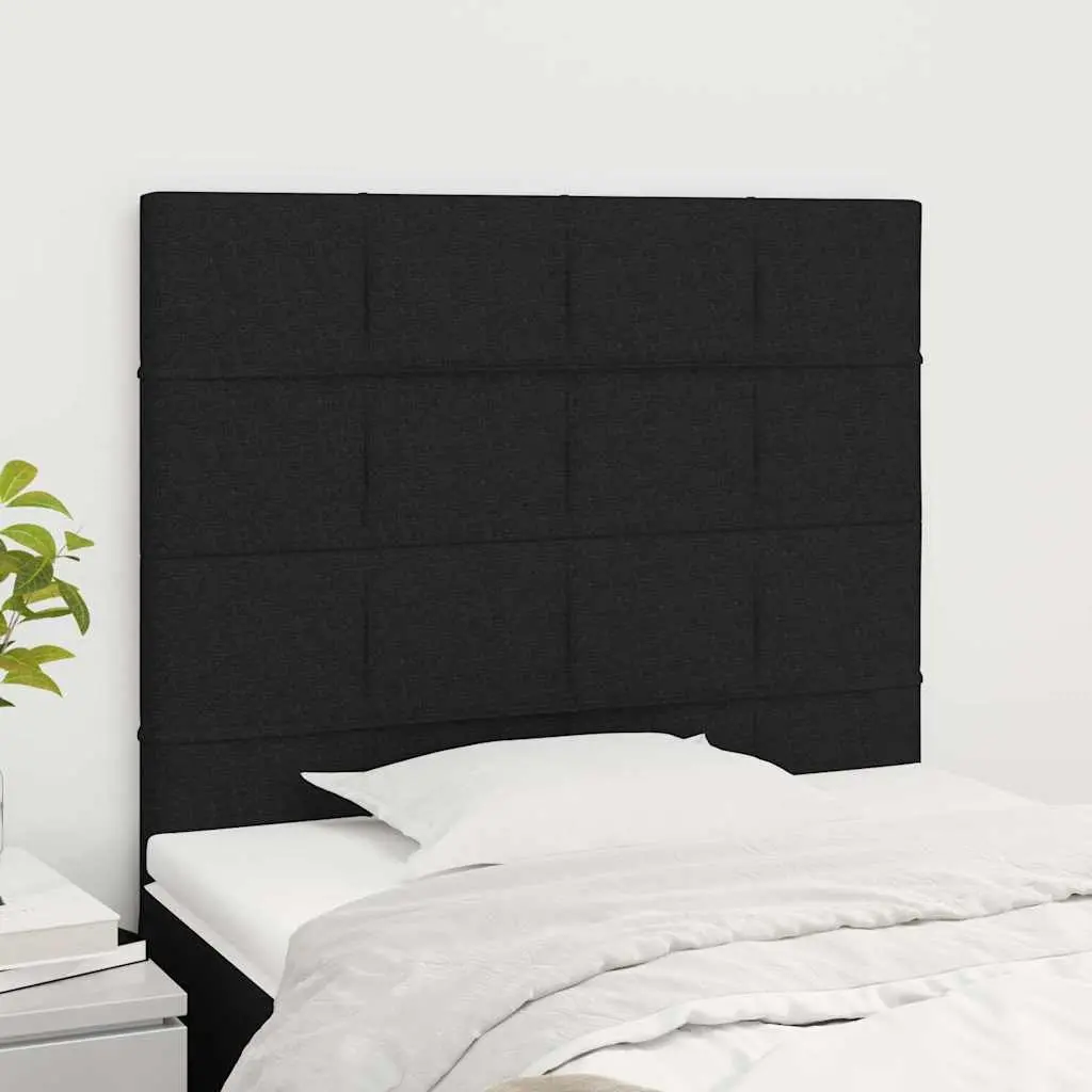 Fabric Headboard Black Adjustable Height Wooden Legs 100 x 5 x 118/128 cm