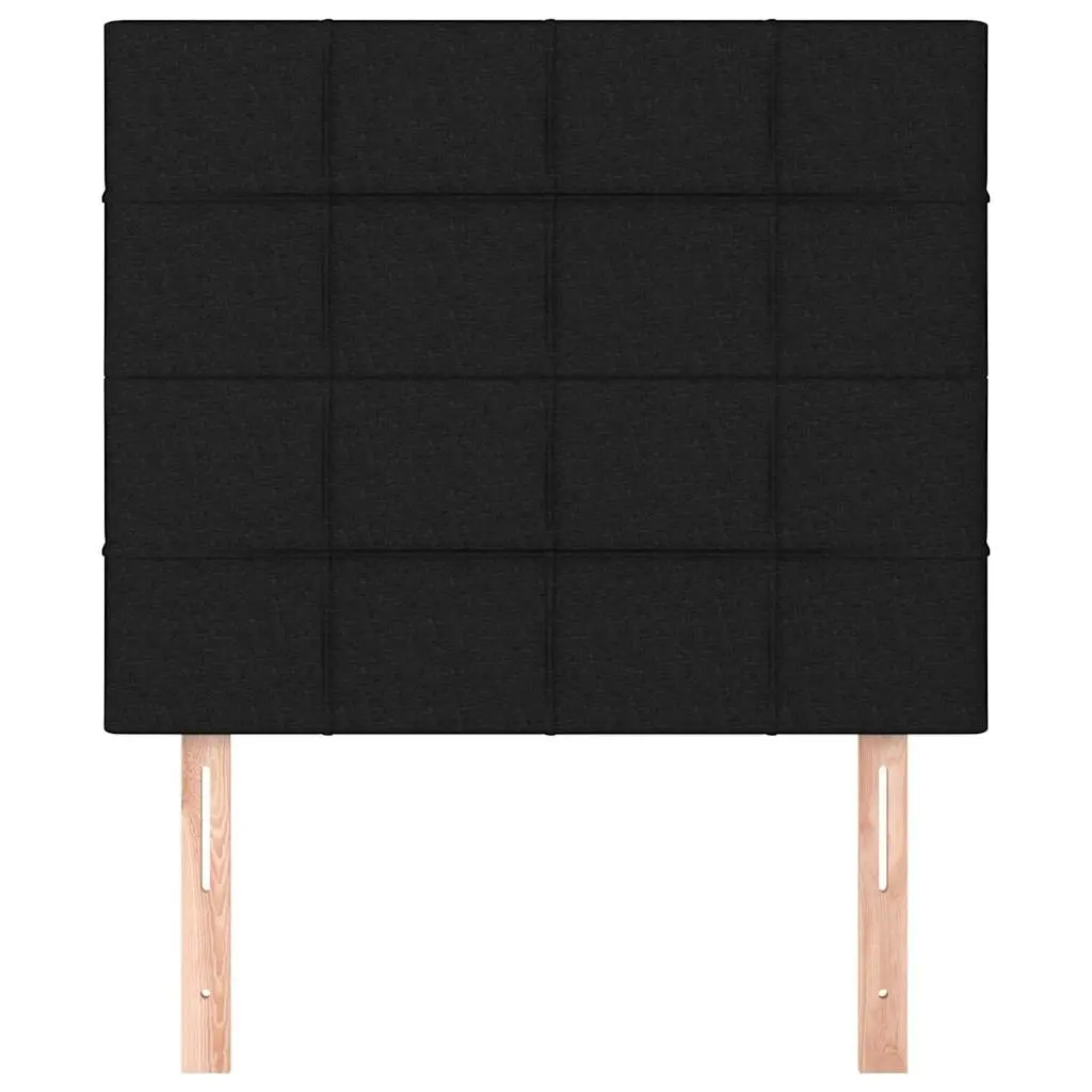 Fabric Headboard Black Adjustable Height Wooden Legs 100 x 5 x 118/128 cm