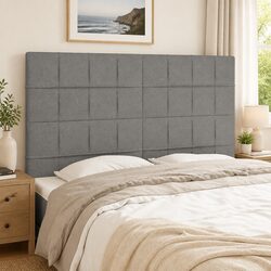 Dark Grey Fabric Headboard with Wooden Legs