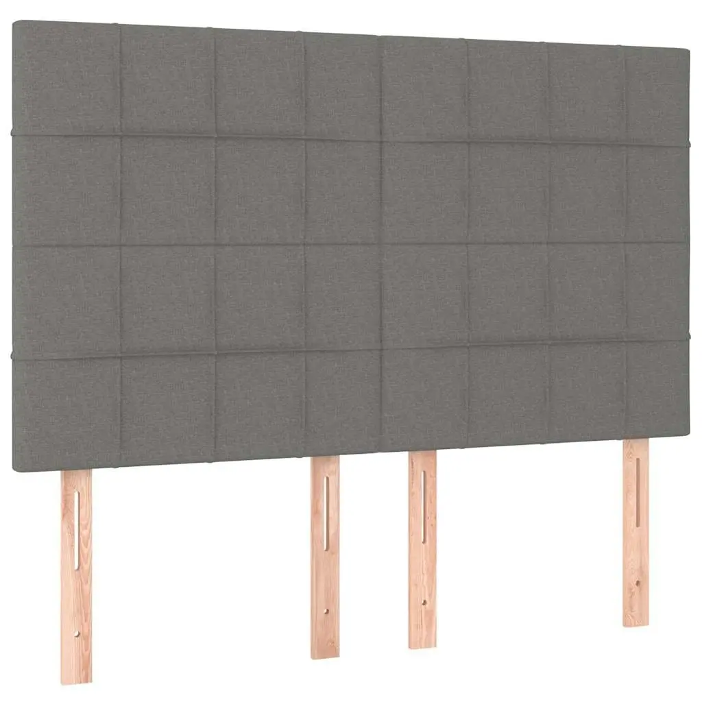 Dark Grey Fabric Headboard with Wooden Legs