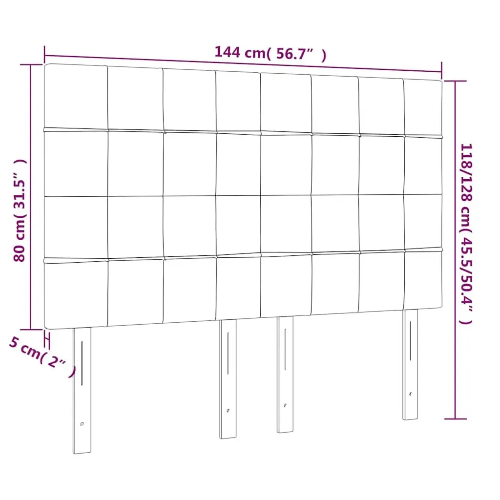 Dark Grey Fabric Headboard with Wooden Legs