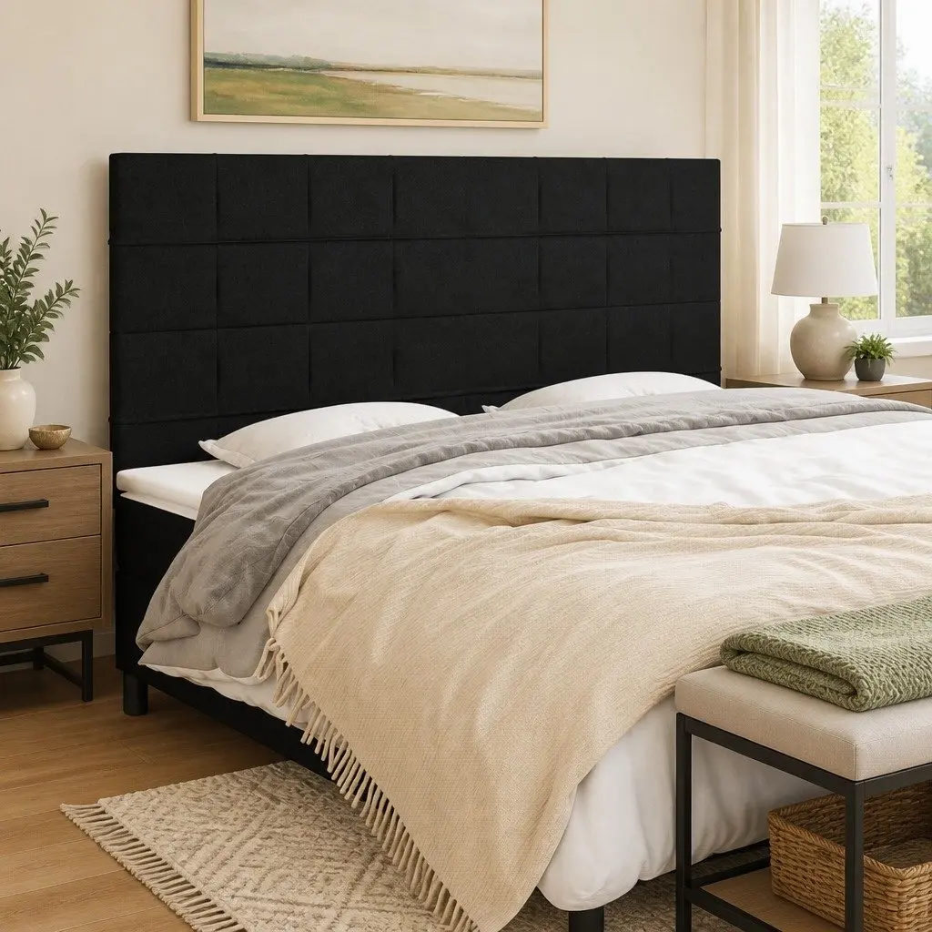 Headboard Black 160x5x118128 cm Fabric Bedroom Furniture Backrest Support