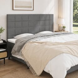 Dark Grey Fabric Headboard with Adjustable Height