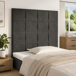Dark Grey Velvet Headboard with Wooden Legs for Comfort
