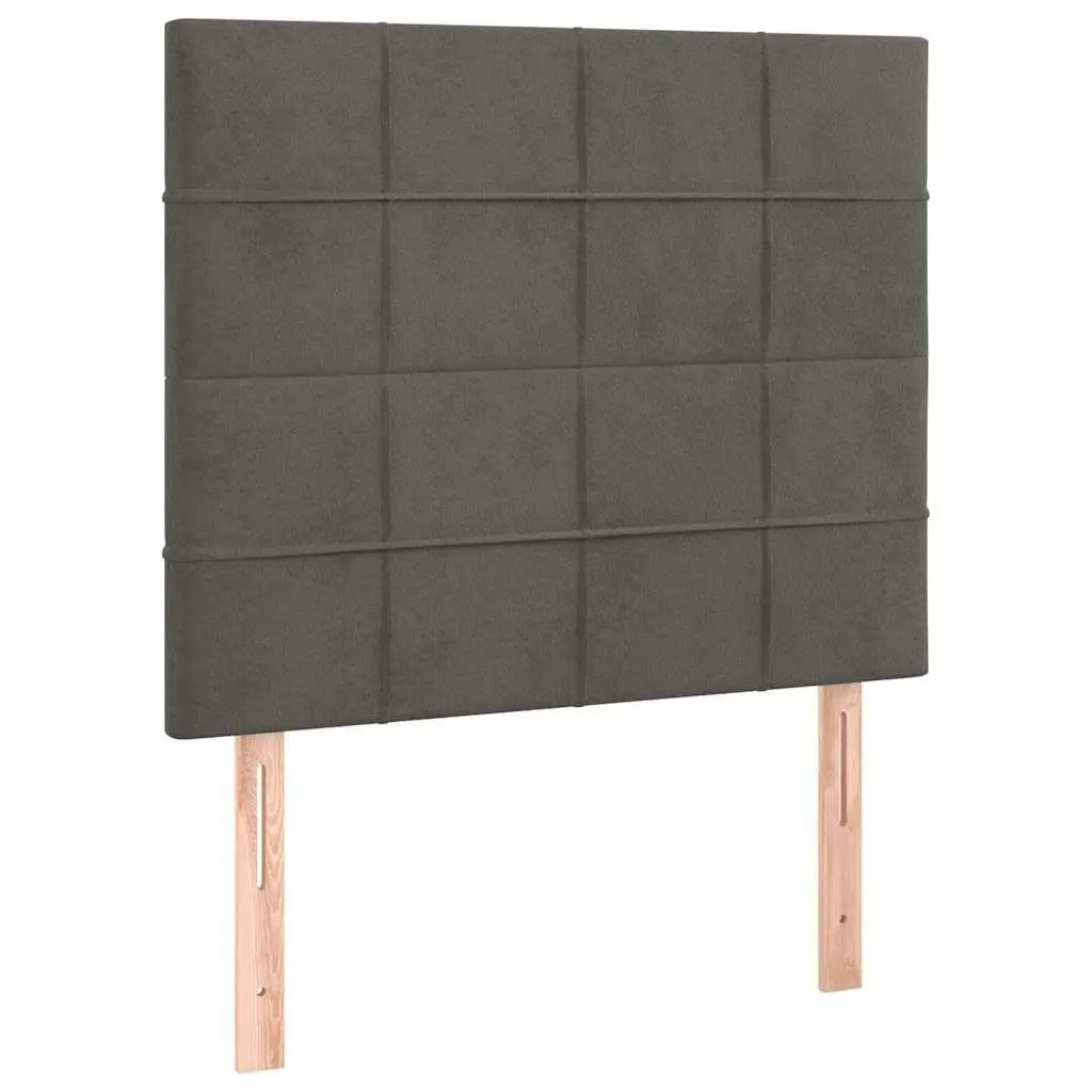 Velvet Headboard Dark Grey Adjustable Height Wooden Legs Bedroom Furniture