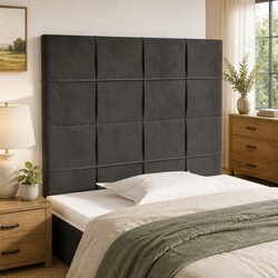 Dark Grey Velvet Headboard with Adjustable Height