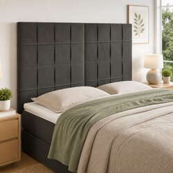 Dark Grey Velvet Headboard with Adjustable Height