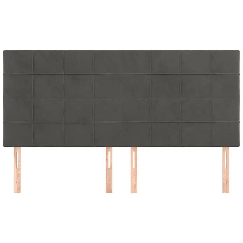 Dark Grey Velvet Headboard 160cm Adjustable Height Wooden Legs Bedroom Furniture