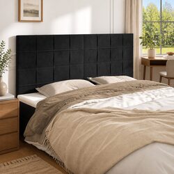 Elegant Black Velvet Headboard for a Cozy Bedroom