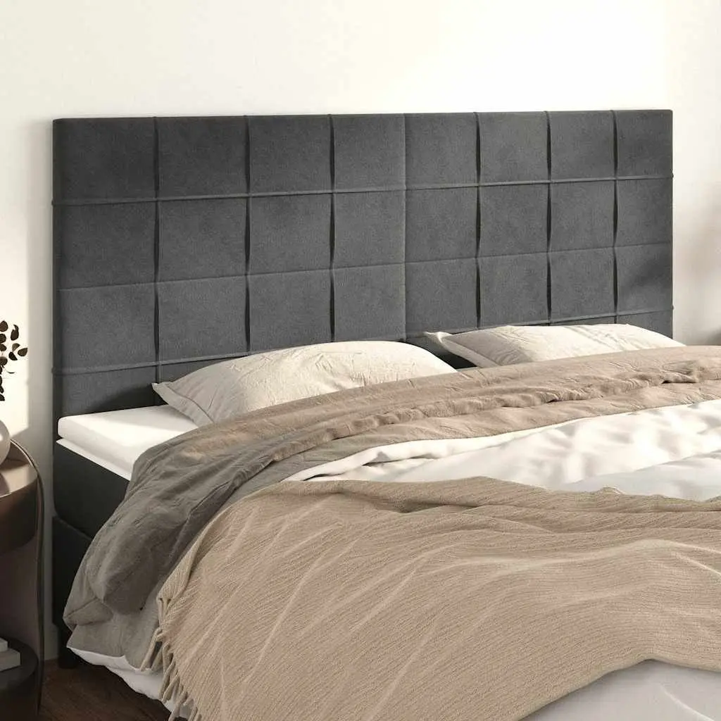 Headboard Dark Grey 200x5x118-128 cm Velvet Upholstered Bed Furniture