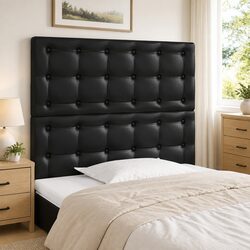Adjustable Black Faux Leather Headboard for Bedrooms