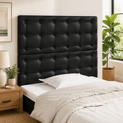 Black Faux Leather Adjustable Height Headboard