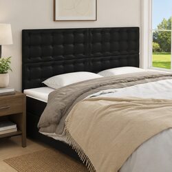 Adjustable Height Black Faux Leather Headboard