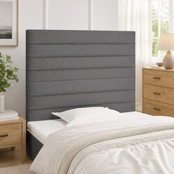 Dark Grey Fabric Headboard for a Cozy Bed Setup