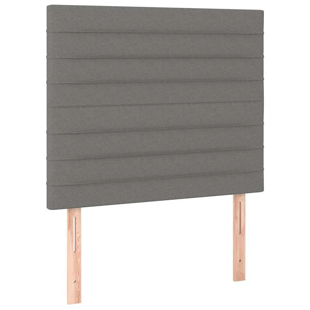 Dark Grey Fabric Headboard Bed Back Support Adjustable Height Wooden Legs