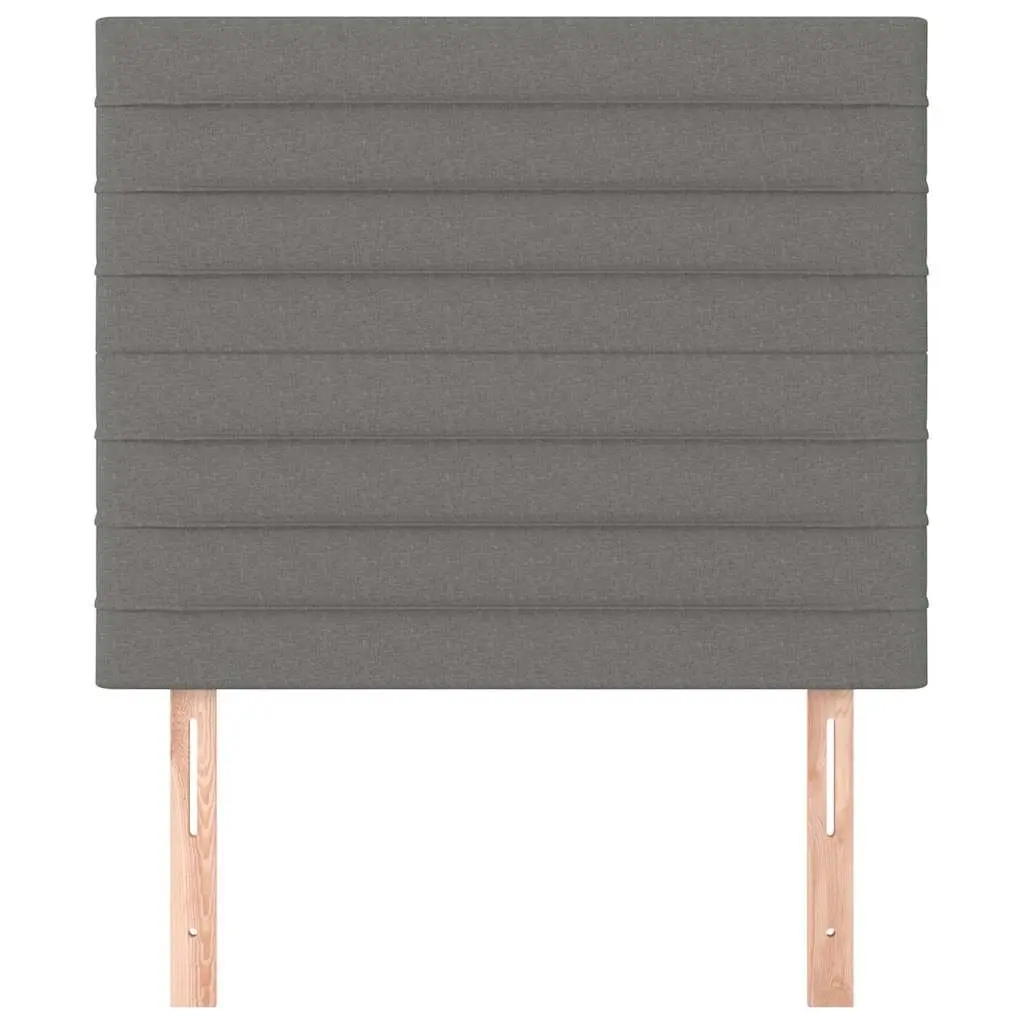 Dark Grey Fabric Headboard Bed Back Support Adjustable Height Wooden Legs