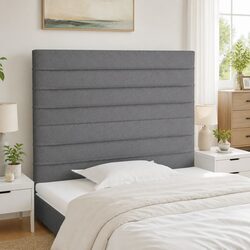 Dark Grey Fabric Headboard 100x5x118/128 cm