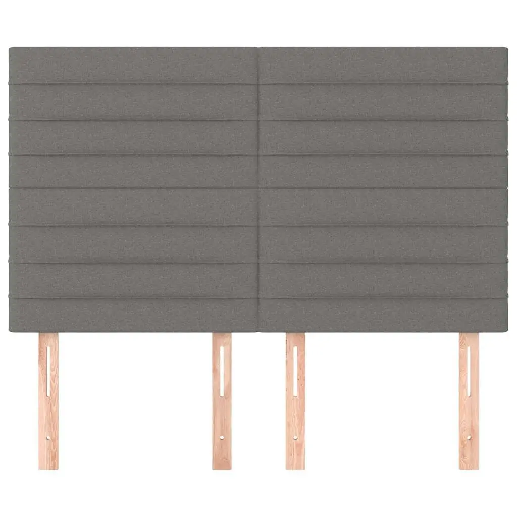 Dark Grey Fabric Headboard with Wooden Legs