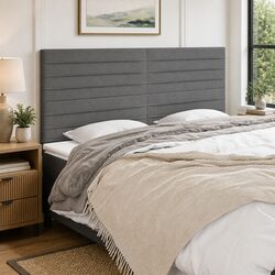 Dark Grey Fabric Headboard 160x5x118/128 cm
