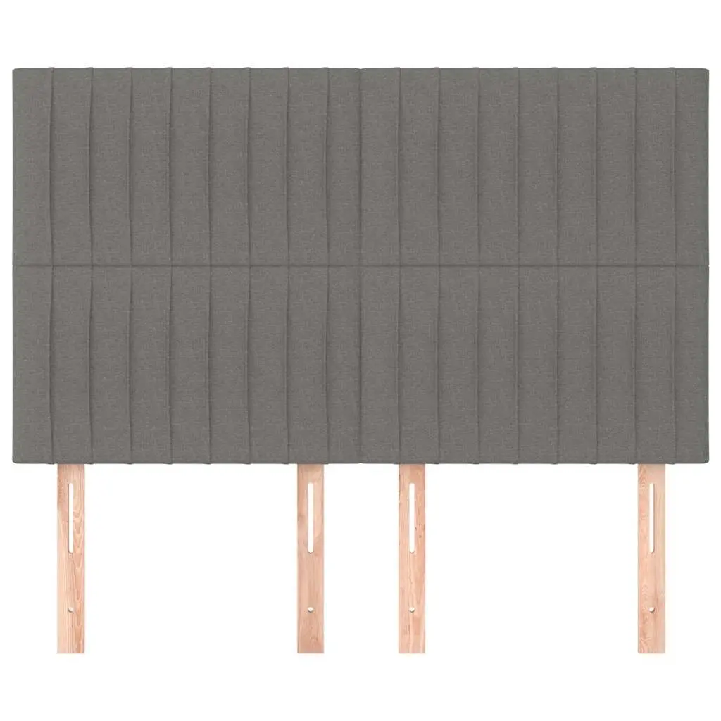 Headboard Grey Fabric Adjustable Height Bed Support Wooden Legs