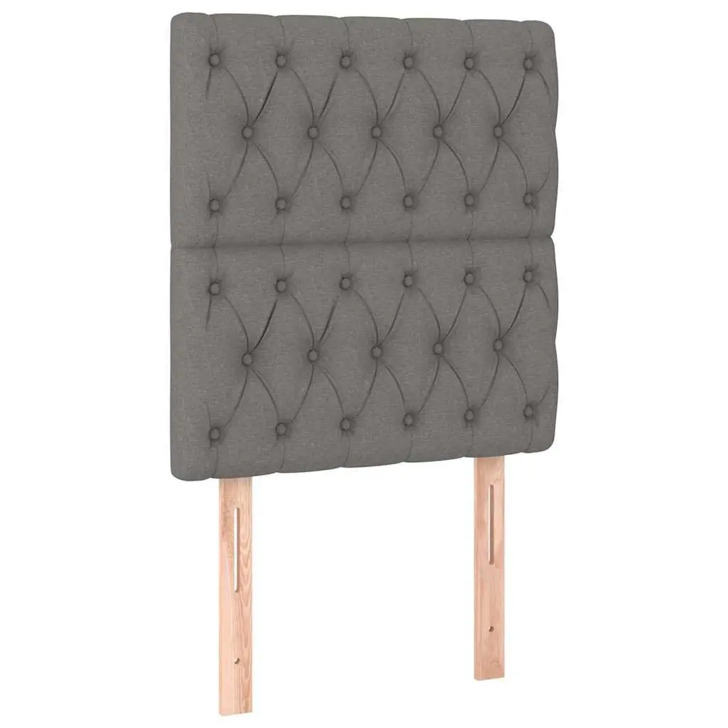 Adjustable Dark Grey Fabric Headboard with Wooden Legs