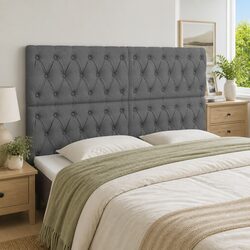 Warm Dark Grey Fabric Headboard for Cozy Bedrooms