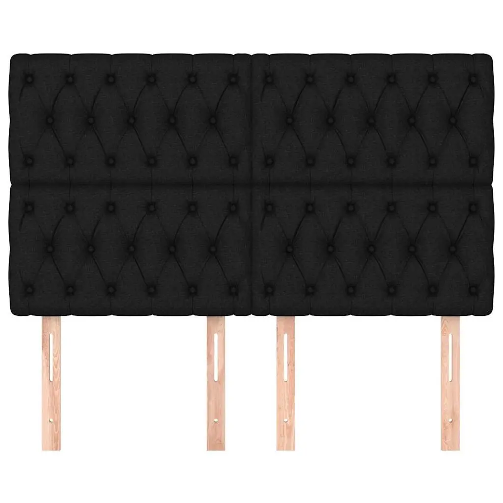 Black Fabric Headboard Adjustable Height 160cm Wooden Legs