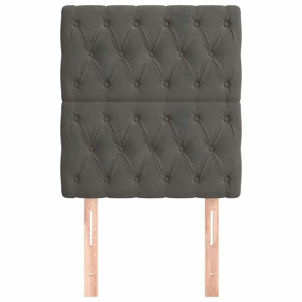Grey Velvet Headboard with Wooden Legs Adjustable Height Bedroom Furniture