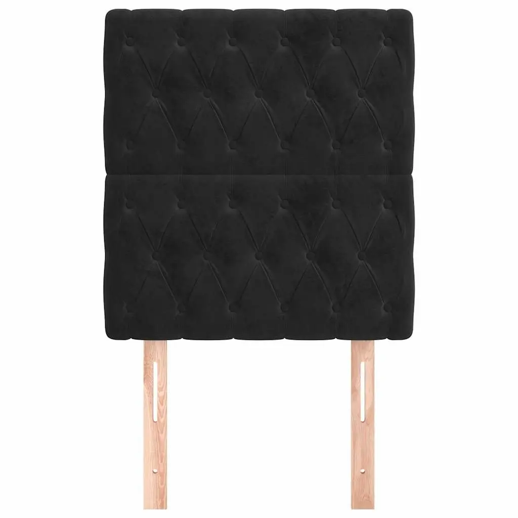 Upholstered Velvet Headboard in Black 80x7x118/128 cm